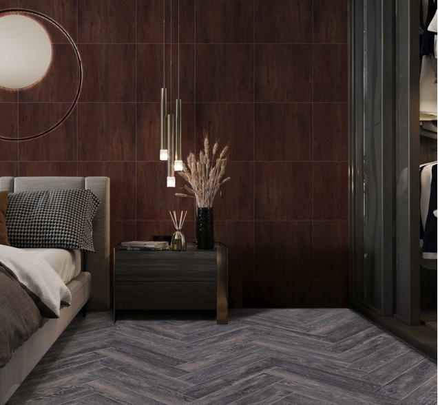 Виниловый ламинат SPC "Cronafloor" Herringbone Дуб Бордо (640*128*4,5 мм) — купить в Пятигорске