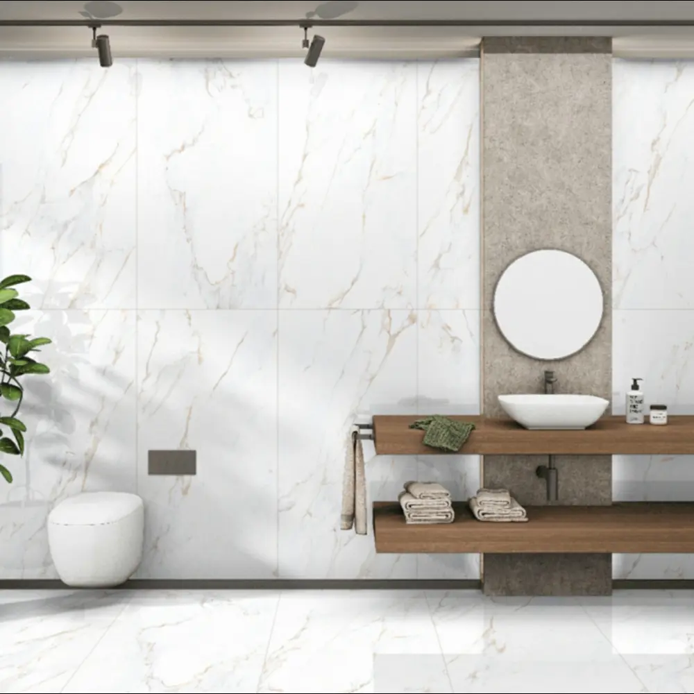 Керамогранит "Sonex" Calacutta cRema Glossy полированный 60x120 см 1.44 м2 цвет белый с бежевыми прожилками — купить в Пятигорске