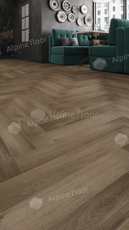 Ламинат "Alpine Floor" Herringbone 12 PRO Дуб Анжу (606*101*12 мм) — купить в Пятигорске
